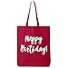 Happy Birthday! Cotton Canvas Tote Bag in Red - One Size