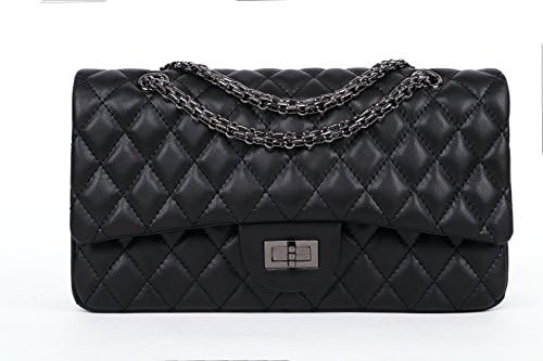 GEMATE Women's Genuine Leather Quilted Chain Bag Can use as Handbag and Shoulder Bag
