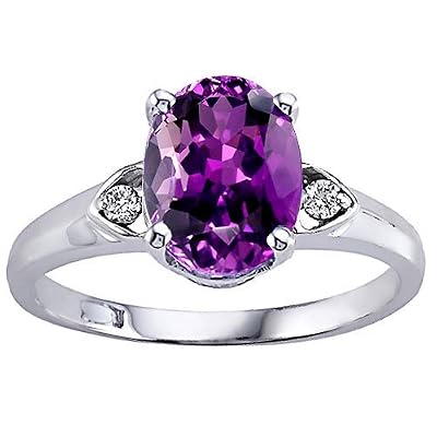 1.86 cttw 10K Gold Genuine Amethyst and Diamond Ring - Yellow Gold