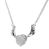 Tressa Sterling Silver Colorless Cubic Zirconia Heart and Wings Necklace .925 Stamp Hypoallergenic