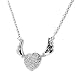 Tressa Sterling Silver Colorless Cubic Zirconia Heart and Wings Necklace .925 Stamp Hypoallergenic