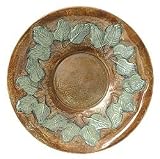 Achla 16 Inch Antique Brass Bird Bath with Grn Leaves Threaded