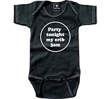 Rebel Ink Baby Infants' Party Tonight My Crib 3 AM Short Sleeve Snapsuit Onesies,Black,S