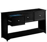 Oxford Three Drawer File Cabinet Console Black 30H x 55W x 16D, 3-DRWR CONSOLE, BLACK