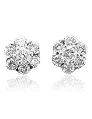 14k White Gold Cluster Diamond Earrings Studs (HI, I1-I2, 0.28 carat)