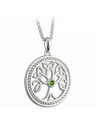 Sterling Silver Irish Celtic Tree of Life Irish Pendant Featuring Trinity Knot Leaf Detail
