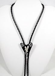 Silver Eagle Bolo Tie on Black