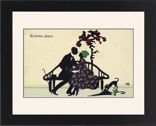 Framed Prints of Silhouette of courting couple from Lebrecht Music a Arts Photo Library