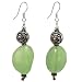 Handmade Green Chalcedony Earrings With Silver Floral Beads