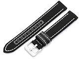 Hadley-Roma Men's MSM848RT 180 18-mm Black Genuine 'Kevlar' with Off-White Stitching Watch Strap