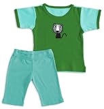 Pixel Organics 100% Certified Organic Cotton Crew Tee Shirt and Yoga Pant in "Spring and Sky" 12 to 18 month with Kitty Graphic