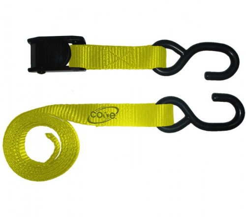 Core Easy Grip Camlock Tie Down Straps Yellow 1" x 8' Camlock Strap w/S-Hook Ends (1,500 lbs/600lbs working load) - 2 Pack