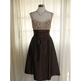 Anne Klein Brown Empire Lace Ruch Taffeta Dress 8 at Anne Klein