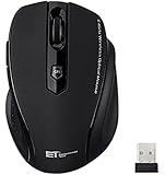 VicTsing Mini 2.4G Wireless Mobile Optical Mouse with USB Nano Receiver, 2400 DPI and 5 Adjustable Levels, 6 Buttons, 15 Months Battery Life (Black)