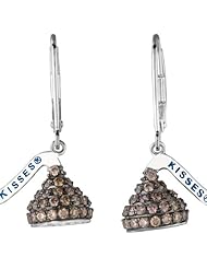 Hersheys Kiss 14k White Gold Brown Diamonds 0.8ct Flat Back Small Lever Back Earring