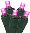 Set of 100 LED Pretty in Pink Wide Angle Christmas Lights - Green Wire
