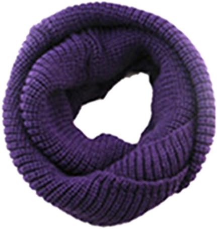 Women Solid Knit Infinity Scarf Soft Warm Scarves (A-Purple)