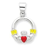 Sterling Silver Enamel Claddagh Pendant