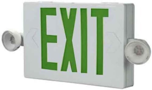 All-Pro APC7G, Combo Unit, White Housing, Led-Exit, (2) LED Emergency Light Heads, Universal Face Green Letters by Cooper Lighting