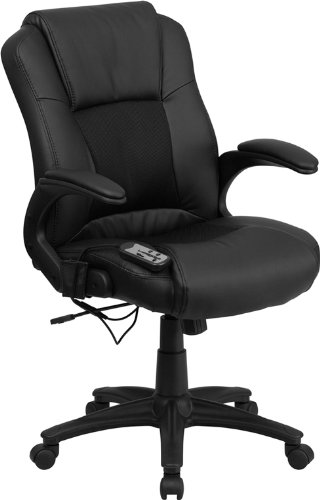 Flash Furniture Massaging Black Leather Executive Office Chair On Sale