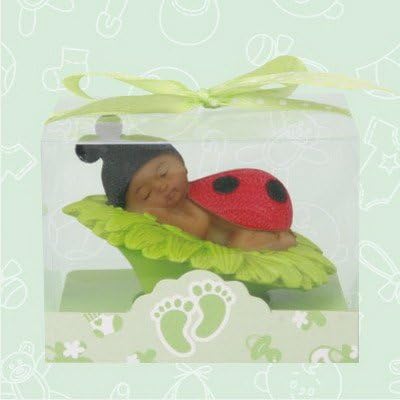 African American Baby Shower Baby Ladybug on a Green Daisy Favors (Set of 12) Oh My Favors