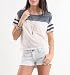 Nollie Womens Striped Fooball Tee - White X Sml Size