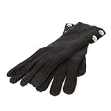 IMAGE OF MICHAEL Michael Kors 2x2 Black Knit Gloves with MK Buttons
