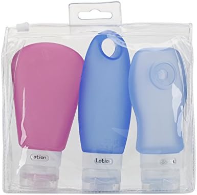 3 Set Large Travel Bottles Leak Proof- 3oz and 3.3oz TSA Approved For Carry on Luggage Squeezable &amp; Refillable BPA Free Silicone Containers for All Liquid Toiletries