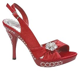Slingback High Heel Rhinestone Party Dress Platform Sandals Red , 5-10