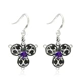 Sterling Silver Celtic Round-Shaped Amethyst Earrings