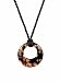 Necklace - N436 - Open Round Murano Style Glass ~ Black and Copper hung on Triple Strand Twisted Black Satin / Silk Cord + 2" Extension Chain (17")
