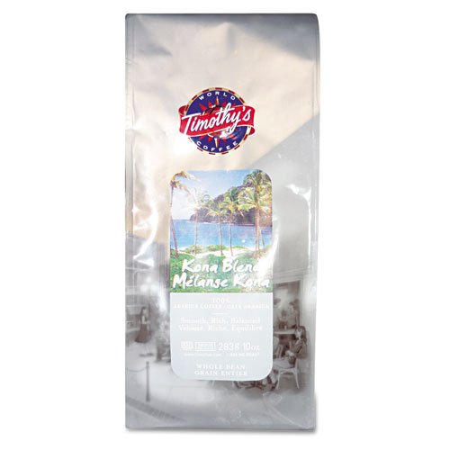 Timothy's World Coffee Products - Timothy's World Coffee - Kona Blend Ground Coffee, 10 oz. Bag - Sold As 1 Each - Made from 100% Arabica beans. - Packaged in one-way valve bag to ensure freshness. -