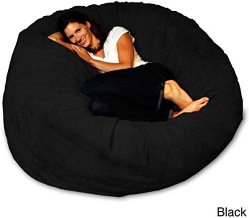 Giant 5-foot Memory Foam Bean Bag Chair for Your Cozy Relaxation on This Oversized Beanbag, Now for Sale! This Extra Large Bean Bag Chair Will Be Your Favorite Piece of Living Room Furniture Where You Can Sit Back and Forget All Your Worries. (Black Micro Suede)