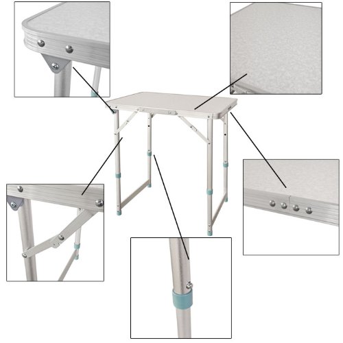 Table pliable et réglable en hauteur pour pique-nique, table valise de camping et de jardin en aluminium, 8816-B