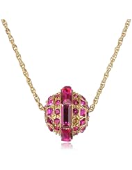 Betsey Johnson "Iconic Baguette" Fuchsia Crystal Ball Pendant Necklace, 19"