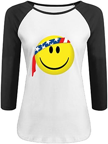 Happy Face USA Great Looking Women Baseball Jersey Half Sleeve Tee Shirts