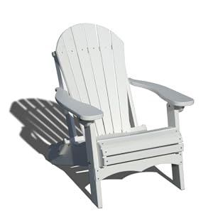 VIFAH V1082 Folding Adirondack Chair, White, 38 by 35 by 41-Inch
