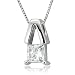 14k White Gold Square Princess Cut Diamond Pendant Necklace (G-H, SI-I, 0.50 carat)