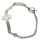 Men's Stainless Steel Bracelet 316L Cross Curb Chain 9" Bucasi