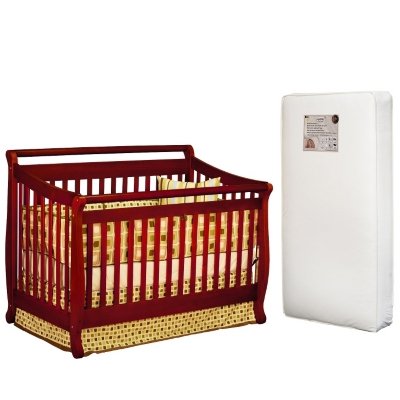 Amy 3-in-1 Crib – Cherry & 96 Coil Mattress