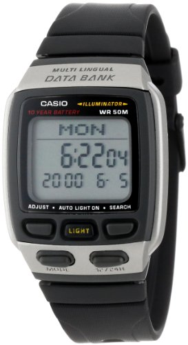 Casio Men s DB37H 1AV Multilingual Databank Black Resin Strap Watch