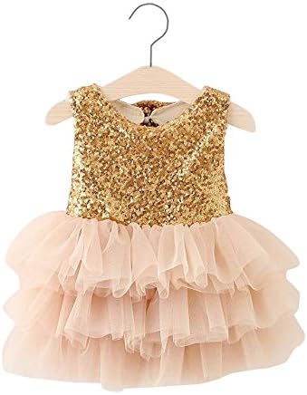 Gatsby Little Girl Tiered Tutu Skirt With Sequin Bows Gold (2T)