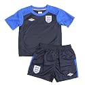 Umbro England Kids Football Kits T Shirt Short Set Navy 3 Lions