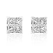 3/8ctw Invisible Set Diamond Stud Earrings (HI/I1) in 14k White Gold