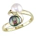 10K Yellow Gold Black and 5-6mm White Cultured Freshwater Pearl Ring 10K Yellow Gold Black and 5-6mm White Cultured Freshwater Pearl Ring