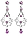Platinum Overlay Sterling Silver Amethyst Chandelier Earrings