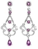 Platinum Overlay Sterling Silver Amethyst Chandelier Earrings