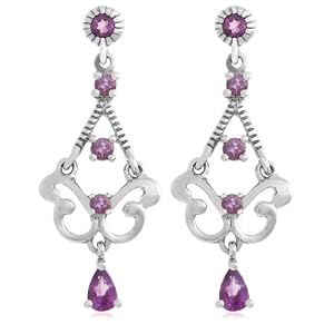 Click here to buy Platinum Overlay Sterling Silver Amethyst Chandelier Earrings by Amazon.com Collection.