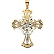 14K Two-Tone Gold Crucifix Pendant - 47.00x37.50mm