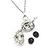 Elegant Lava Stone Aromatherapy Gem Essential Oil Diffuser Orb Necklace w/ Sapphire Jewel + Bead Set (29-inch chain)